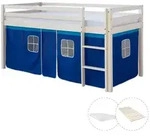 Homestyle4u Hochbett, Wei&szlig;, Blau, Holz, Kinder- & Jugendzimmer, Kinderm&ouml;bel,