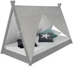 Homestyle4u Kinderbett, Grau, Holz, 208x132x105 cm, Kinder- & Jugendzimmer,