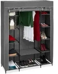 Relaxdays Stoffschrank, Grau, Metall, Textil, Kunststoff, 135x175x45 cm,