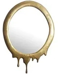 Mid.you Wandspiegel, Gold, Glas, oval, 50x71x3 cm, senkrecht montierbar, Spiegel,