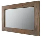 Massivmoebel24 Spiegel, Grau, Holz, Rechteckig, 90x60x3 cm, Spiegel, Wandspiegel