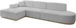 Altdecor Ecksofa, Hellgrau, Textil, 4-Sitzer, L-Form, 327x165 cm, Wohnzimmer,...