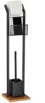 Relaxdays Wc-Garnitur, Schwarz, Metall, Holzwerkstoff, Kunststoff, 18.5x78x18.5 cm,