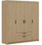 Beautysofa Dreht&uuml;renschrank, Eiche, Holzwerkstoff, 2 Schubladen, 176x190x53 cm,