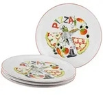 Creatable Pizzatellerset Milano Luigi, Mehrfarbig, Keramik, 4-teilig, rund,