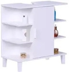 Relaxdays Waschbeckenunterschrank, Wei&szlig;, Holzwerkstoff, 64x65x31 cm, Badezimmer,