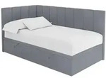 Altdecor Einzelbett, Grau, Textil, Ottomane rechts,L-Form, 80x200 cm, Kinder- &