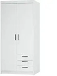 Beautysofa Dreht&uuml;renschrank, Wei&szlig;, Holzwerkstoff, 3 Schubladen, 90x190x53 cm,