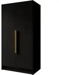 Beautysofa Dreht&uuml;renschrank, Schwarz, Gold, Holzwerkstoff, 100x200x51 cm,