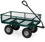 Relaxdays Handwagen, Dunkelgr&uuml;n, Metall, Kunststoff, 50x50x110 cm, Gartenzubeh&ouml;r,
