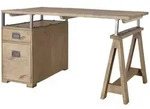 Massivmoebel24 Schreibtisch, Beige, Holz, Echtholz,Mangoholz, 2 Schubladen,...