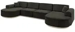 Altdecor Wohnlandschaft, Schwarz, Textil, 6-Sitzer, U-Form, 388x83x171 cm,