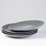 Gipfelst&uuml;ck Speisetellerset Moos ́n ́stein, Grau, Keramik, 4-teilig, rund,...