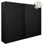 Proregal Fl&uuml;gelt&uuml;renschrank, Schwarz, Metall, 240x180x40 cm, Arbeitszimmer,