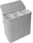 Relaxdays W&auml;schekorb, Grau, Holz, Textil, 61x61.5x41.5 cm, Badaccessoires