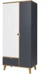 Beautysofa Dreht&uuml;renschrank, Eiche, Wei&szlig;, Graphit, Kunststoff, 1 Schubladen,