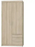 Beautysofa Dreht&uuml;renschrank, Sonoma Eiche, Holzwerkstoff, 3 Schubladen, 90x190x53