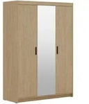 Beautysofa Dreht&uuml;renschrank, Eiche, Holzwerkstoff, 130x190x53 cm, Schlafzimmer,