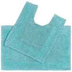 Homescapes Badgarnitur, Blau, Textil, Uni, Rechteckig, 80x50 cm, Badtextilien,
