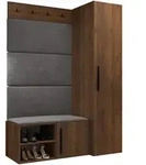 Mirjan24 Garderoben-Set, Grau, Nussbaum, Holzwerkstoff, Textil, Rechteckig,...