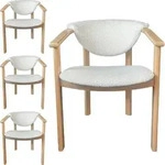 WFL Group Esszimmerstuhl, Creme, Holz, Echtholz, 4-Sitzer, 58x72x47 cm,...