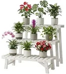 Relaxdays Blumenst&auml;nder, Wei&szlig;, Holz, 70x49x25 cm, Wohnzimmer, Wohnzimmertische,