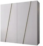 Mirjan24 Dreht&uuml;renschrank, Wei&szlig;, Gold, Kunststoff, Rechteckig, 200x202x50 cm,