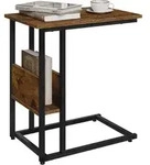 Woltu Beistelltisch, Dunkelbraun, Metall, Rechteckig, C-Form, 55x59.5x36 cm,