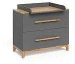 VitaliSpa Wickelkommode, Grau, Eiche Artisan, Holzwerkstoff, 2 Schubladen,