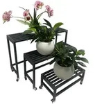 Deluke Pflanzbank, Schwarz, Metall, 20x45x70 cm, Gartenm&ouml;bel, Gartenb&auml;nke