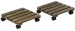 Outsunny Pflanzenroller,, Braun, Holz, 30x7x30 cm, Gartenzubeh&ouml;r, Blument&ouml;pfe