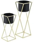 [en.casa] Pflanzenst&auml;nder-Set, Schwarz, Gold, Metall, 24x70x24 cm,...