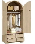 Stilvora Kleiderschrank, Eiche, Metall, Holzwerkstoff, 2 F&auml;cher, 4 Schubladen,