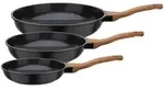 GSW Pfannenset Natural Fit, Schwarz, Metall, 3-teilig, 1,3+1,9+,2,7 L, rund,