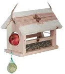 Relaxdays Vogelfutterhaus, Hellbraun, Holz, Kunststoff, Metall, 31x24x20 cm,