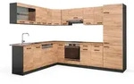 Vicco Eckk&uuml;che, Honigeiche, Anthrazit, Holzwerkstoff, L-Form,Formgebogen,