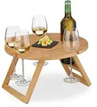 Relaxdays Picknicktisch, Hellbraun, Holz, 39x22x39 cm, Gartenm&ouml;bel, Gartentische,