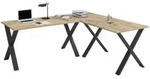 Mid.you Eckschreibtisch, Schwarz, Honigeiche, Metall, Holzwerkstoff, sechseckig,