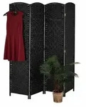 Relaxdays Paravent, Schwarz, Papier, Holz, 160x170x2 cm, Wohnzimmer, Raumteiler &