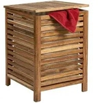 Relaxdays W&auml;schetruhe, Braun, Holz, Textil, 45x65.5x45 cm, Badaccessoires