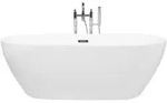 Beliani Badewanne, Wei&szlig;, Kunststoff, Oval, 75x58x160 cm, Badezimmer, Baden &