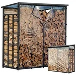 Quick Star Kaminholzregal, Anthrazit, Transparent, Metall, 142x185x70 cm,