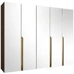 Mirjan24 Dreht&uuml;renschrank, Nussbaum, Gold, Kunststoff, Rechteckig, 250x202x52...