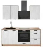 Vicco Singlek&uuml;che, Wei&szlig;, Honigeiche, Holzwerkstoff, Rechteckig, 190x206.8x60...