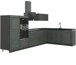 Vicco Eckk&uuml;che, Gr&uuml;n, Anthrazit, Holzwerkstoff, Formgebogen, 347x153.6x51.6...