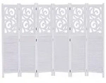 MCW Paravent, Wei&szlig;, Holz, Paulownia, 240x170x2 cm, Wohnzimmer, Raumteiler &