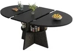 Stilvora Esstisch, Schwarz, Holzwerkstoff, Oval,Oval, Sockel, 110x76x150 cm,