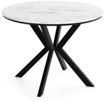 WFL Group Esstisch, Ecru, Metall, Nachbildung, 6-Sitzer, Rund,Rund, 130x76x90 cm,