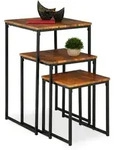 Relaxdays Beistelltisch, Braun, Metall, Holzwerkstoff, Kunststoff, 46x76x46 cm,