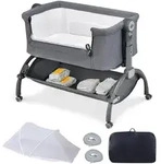 Costway Babywiege, Grau, Textil, Babym&ouml;bel, Babybetten, Stubenwagen &...